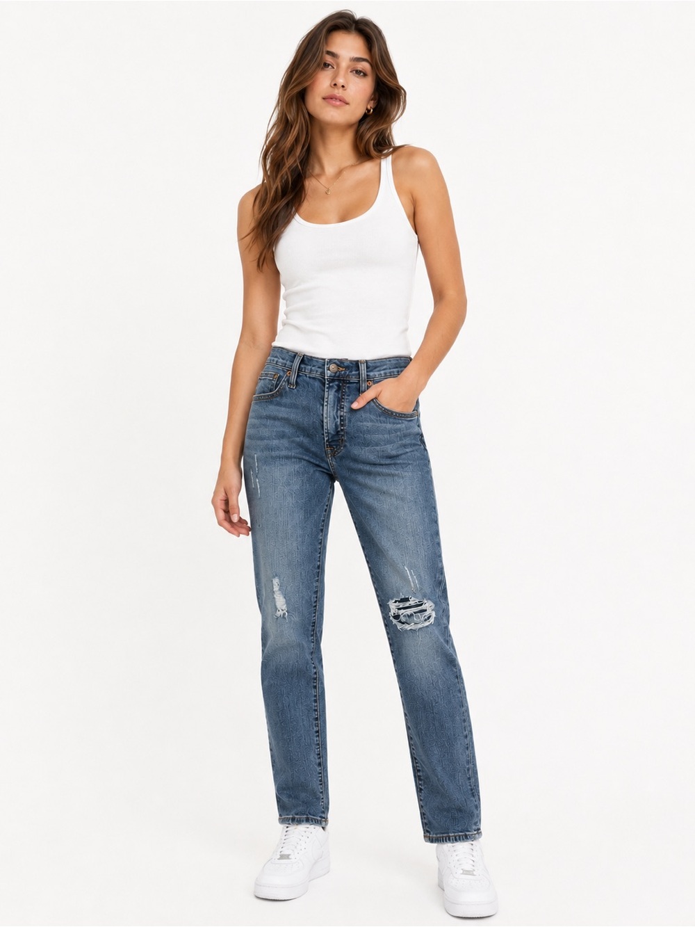J. Crew Classic Distressed Straight-Leg Jeans - Blue - 0503